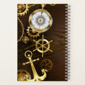 Achtergrond van hout met mechanische zeepaardjes notitieboek (Achterkant)