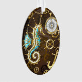 Achtergrond van hout met mechanische zeepaardjes ornament (voorkant)