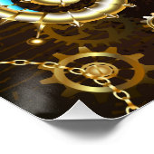 Achtergrond van hout met mechanische zeepaardjes perfect poster (Hoek)