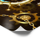 Achtergrond van hout met mechanische zeepaardjes perfect poster (Hoek)