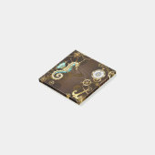 Achtergrond van hout met mechanische zeepaardjes post-it® notes (Schuin)