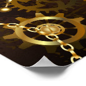 Achtergrond van hout met mechanische zeepaardjes poster (Hoek)