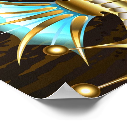 Achtergrond van hout met mechanische zeepaardjes poster (Hoek)