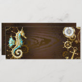 Achtergrond van hout met mechanische zeepaardjes programmakaart (Voorkant / Achterkant)