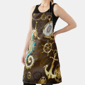 Achtergrond van hout met mechanische zeepaardjes schort (Insitu)