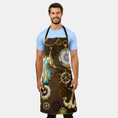 Achtergrond van hout met mechanische zeepaardjes schort (Gedragen)