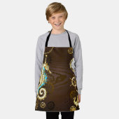 Achtergrond van hout met mechanische zeepaardjes schort (Gedragen)