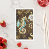 Achtergrond van hout met mechanische zeepaardjes servet (Insitu)