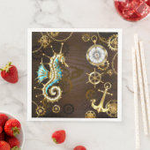 Achtergrond van hout met mechanische zeepaardjes servet (Insitu)