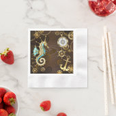 Achtergrond van hout met mechanische zeepaardjes servet (Insitu)