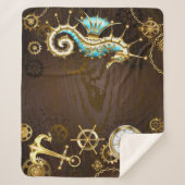 Achtergrond van hout met mechanische zeepaardjes sherpa deken (Voorkant)