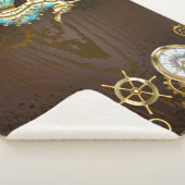 Achtergrond van hout met mechanische zeepaardjes sherpa deken (3/4)