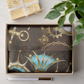 Achtergrond van hout met mechanische zeepaardjes tissuepapier (Geschenk)