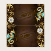 Achtergrond van hout met mechanische zeepaardjes visitekaartje (Buitenkant ongevouwen)