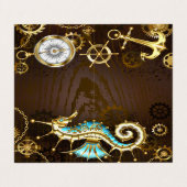 Achtergrond van hout met mechanische zeepaardjes visitekaartje (Buitenkant ongevouwen)