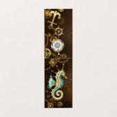 Achtergrond van hout met mechanische zeepaardjes visitekaartje (Buitenkant ongevouwen)