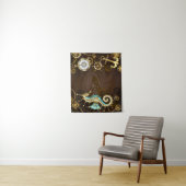 Achtergrond van hout met mechanische zeepaardjes wandkleed (In situ)