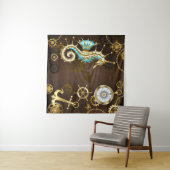 Achtergrond van hout met mechanische zeepaardjes wandkleed (In Situ (horizontaal))