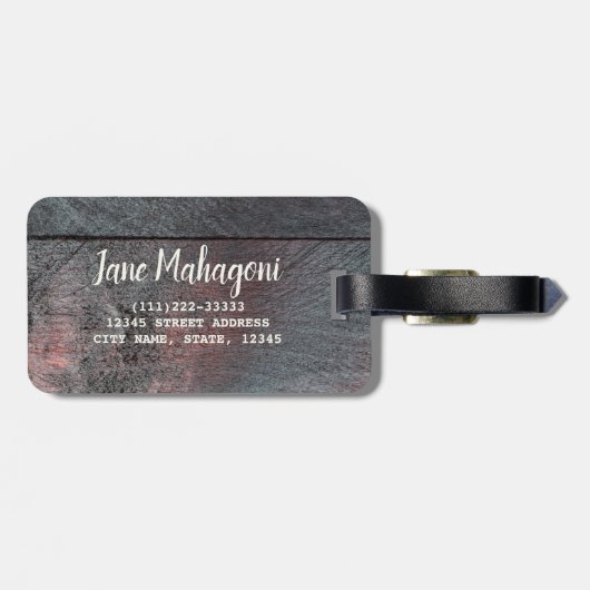 Achtergrond van hout van mahogany bagagelabel (Achterkant horizontaal)