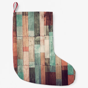 Achtergrond van houtmateriaal. wallpapergro kleine kerstsok