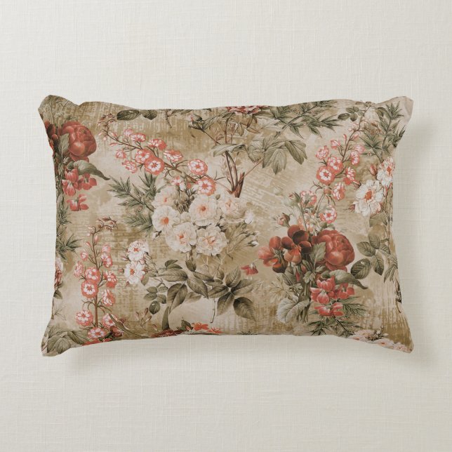achtergrond van kleurrijke bloemen, waterverf Illu Accent Kussen (Voorkant)