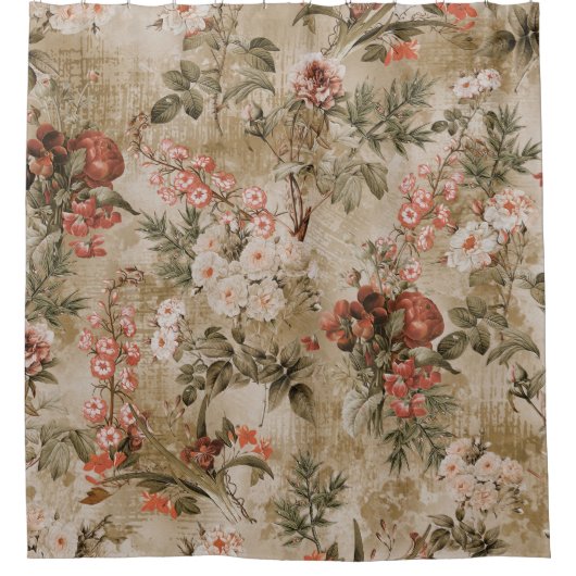 achtergrond van kleurrijke bloemen, waterverf Illu Douchegordijn (Voorkant)