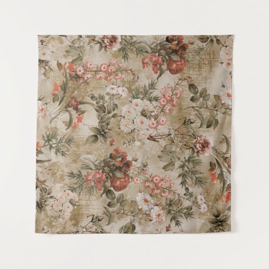 achtergrond van kleurrijke bloemen, waterverf Illu Wandkleed (Voorkant (horizontaal))