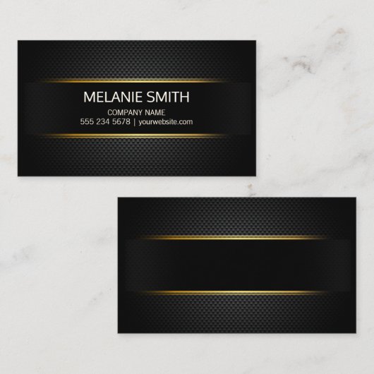 Achtergrond van koolstofvezel met gele lijnen visitekaartje (Voorkant / Achterkant)