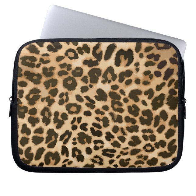 Achtergrond van leopard-afdrukken laptop sleeve (Voorkant)