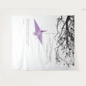 Achtergrond van Lila papieren kraan bruiloft Wandkleed (Voorkant (horizontaal))