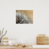 Achtergrond van mousserende dauw Dandelion Khaki Poster (Keuken)