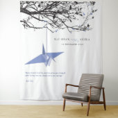 Achtergrond van Paarse papieren kraan-bruiloft Wandkleed (In situ)