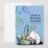 Achtergrond van paasblauwe Waterverf Feestdagenkaart (Voorkant / Achterkant)