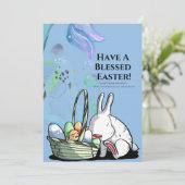 Achtergrond van paasblauwe Waterverf Feestdagenkaart (Staand voorkant)