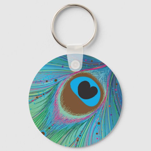 Achtergrond van pacockveren sleutelhanger (Voorkant)