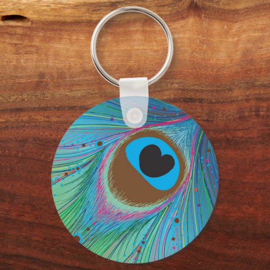 Achtergrond van pacockveren sleutelhanger (Voorkant)