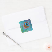 Achtergrond van pacockveren vierkante sticker (Envelop)
