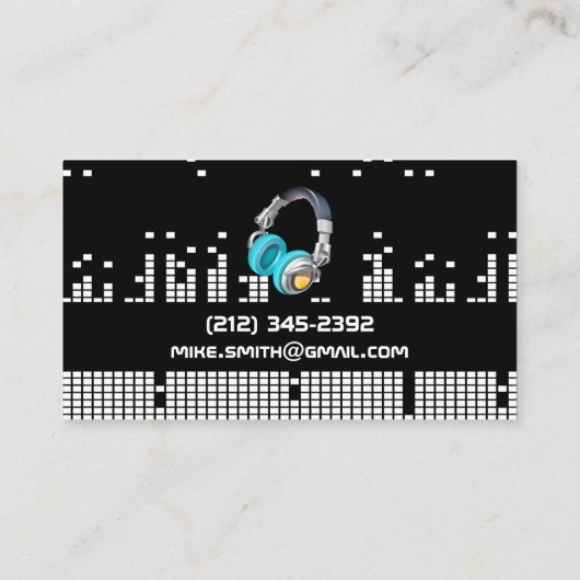 Achtergrond van pixelgeluidsbalk | Hoofdtelefoons Visitekaartje (Achterkant)
