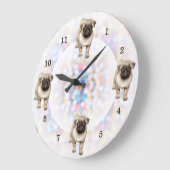 Achtergrond van Pug Puppy Bright Lights Grote Klok (Hoek)