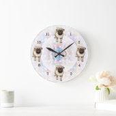 Achtergrond van Pug Puppy Bright Lights Grote Klok (Huis)