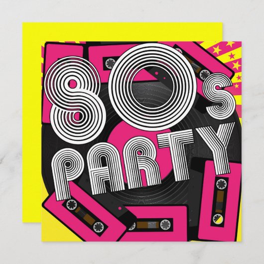 Achtergrond van Retro Party Kaart (Voorkant / Achterkant)