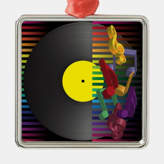 Achtergrond van Retro Party Metalen Ornament (Voorkant)
