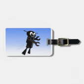 Achtergrond van robot Blue Sky Bagagelabel (Voorkant horizontaal)