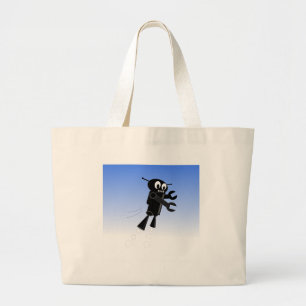 Achtergrond van robot Blue Sky Grote Tote Bag