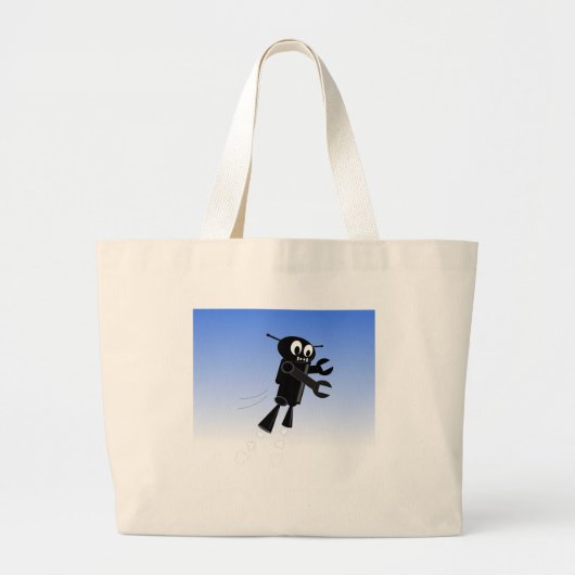 Achtergrond van robot Blue Sky Grote Tote Bag (Voorkant)