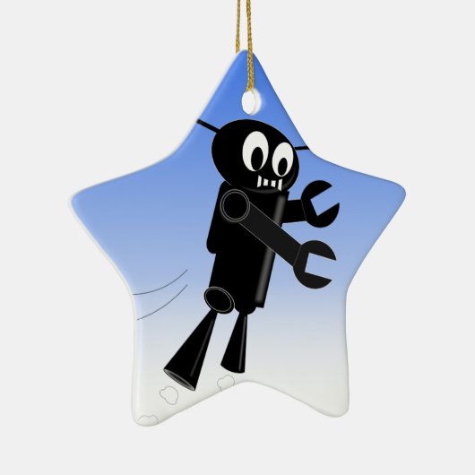 Achtergrond van robot Blue Sky Keramisch Ornament (Rechts)