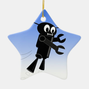 Achtergrond van robot Blue Sky Keramisch Ornament