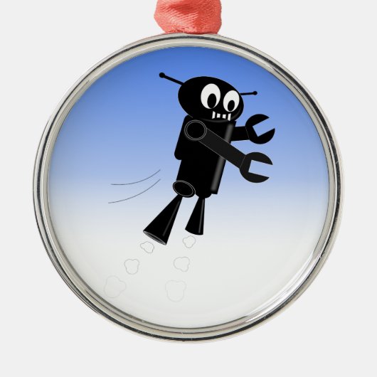 Achtergrond van robot Blue Sky Metalen Ornament (Voorkant)
