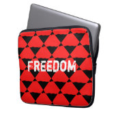Achtergrond van rode en zwarte contemporany laptop sleeve (Voorkant Links)