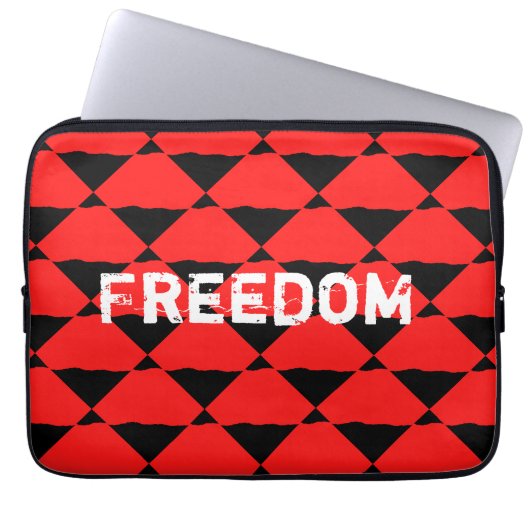 Achtergrond van rode en zwarte contemporany laptop sleeve (Voorkant)